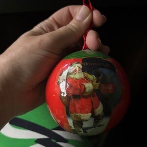 Coca Cola Festive Santa Ornament - Red and Green